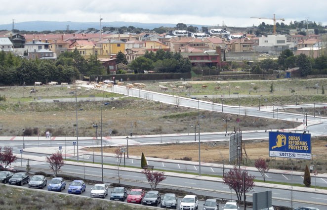 Paso de ganado por el Cordel de las Moruchas, en la zona de Las Hervencias, de Ávila. Abril 2012. Foto de P. Jiménez.