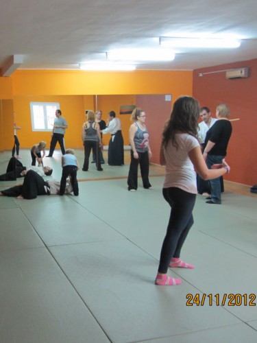 La Asociación Cultura Homura de Aikido, en colaboración con el Centro Alhambra, celebró una jornada de acercamiento al aikido por el Día Internacional contra la Violencia de Género. 24 noviembre 2012.