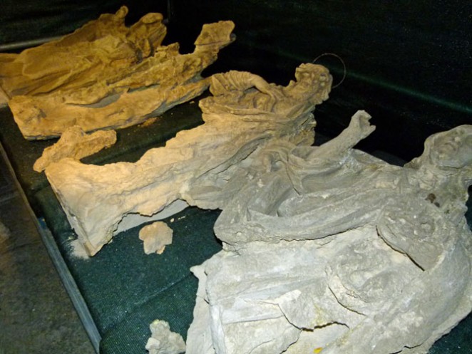 Esculturas de Santa Cristeta, San Vicente y San Juan de la Cruz.