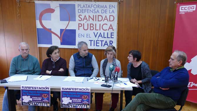 Rueda de prensa de la Plataforma en Defensa de la Sanidad Pública en el Valle del Tiétar-