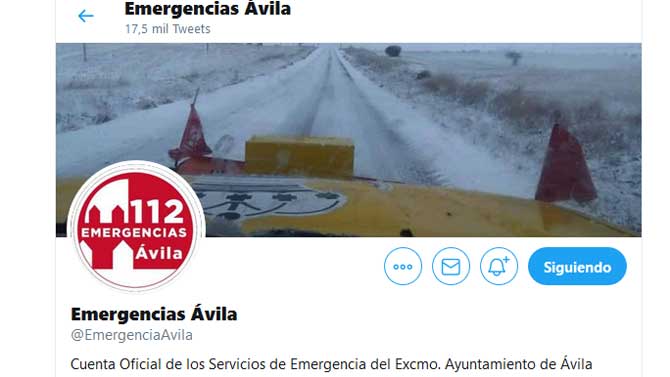 Twiiter de Emergencias de Ávila.