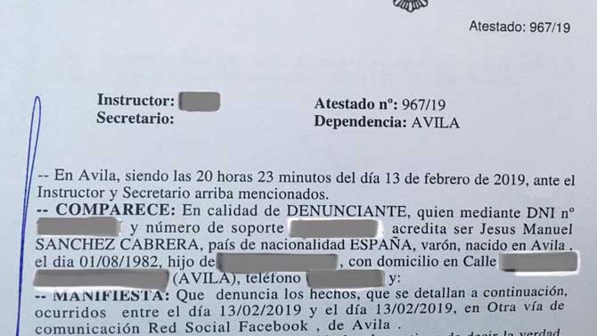 Denuncia presentada por S&aacute;nchez Cabrera.