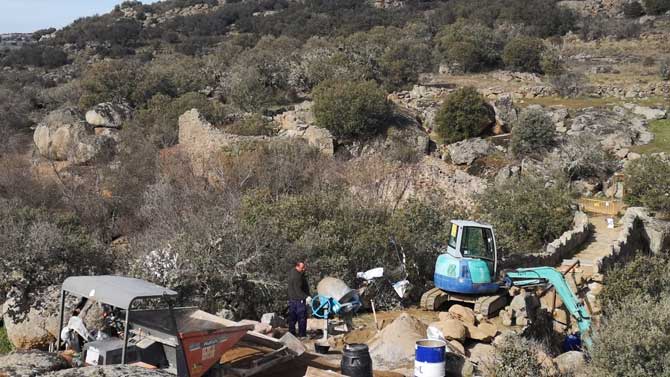 Obras de restauración del puente de la Fonseca.