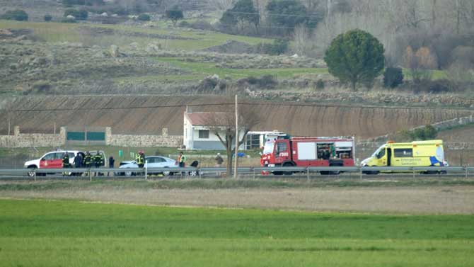 Accidente entre tres vehículos en la N-110 en La Serrada.