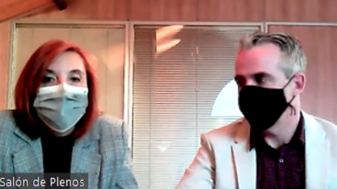 María José del Poco y Javier Sastre en rueda de prensa telemática.