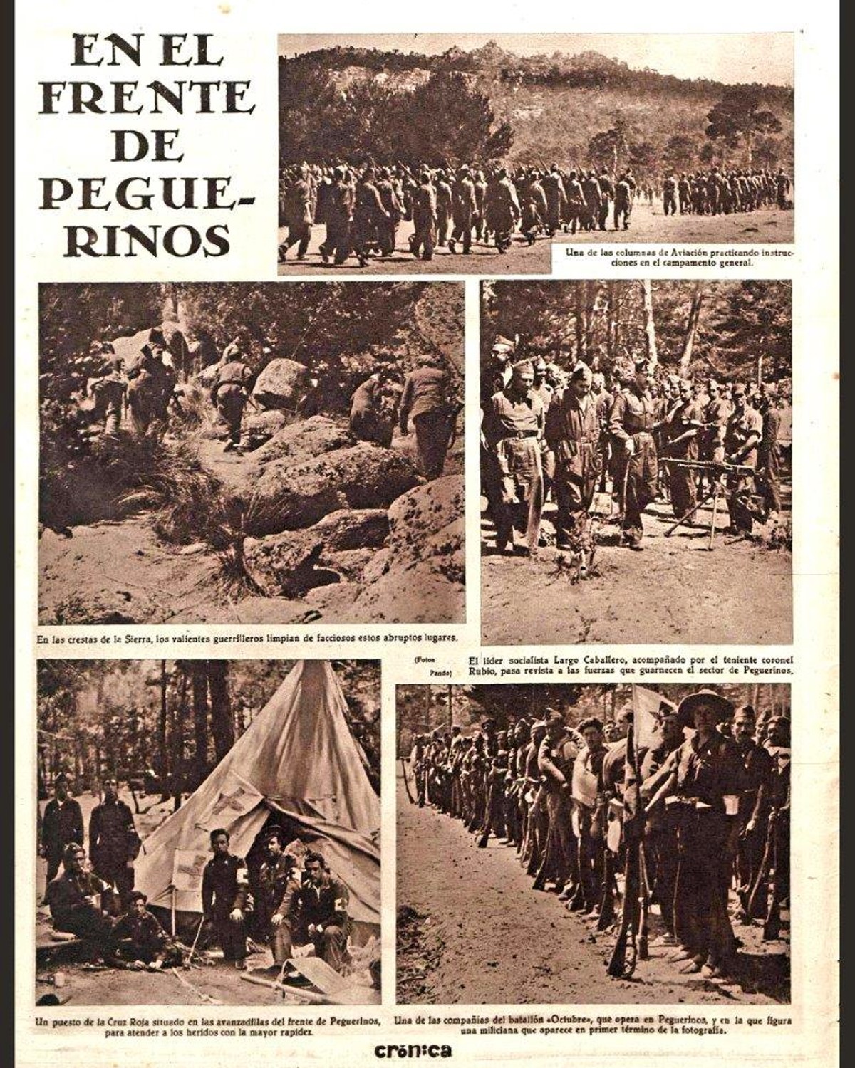 'En el frente de Peguerinos'. Fotos Pando. Revista Crónica 6/8/1936. BNE.