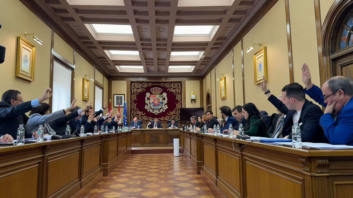 Corporación provincial en una votación del pleno de febrero