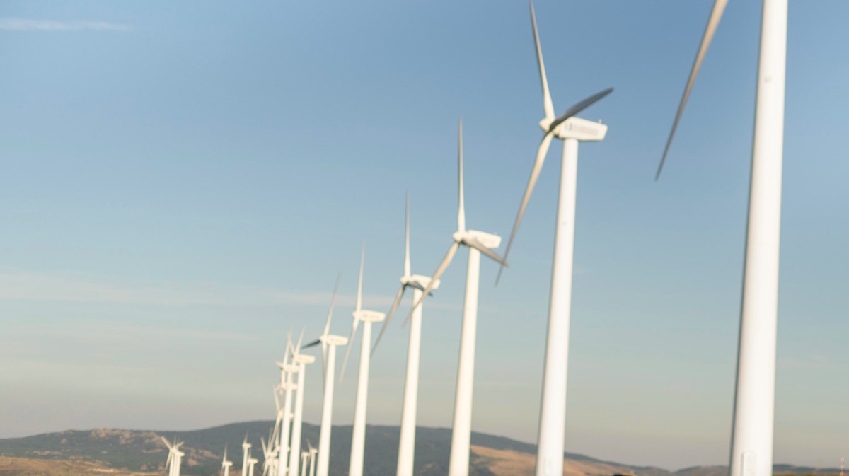 Imagen de archivo de un parque eólico.