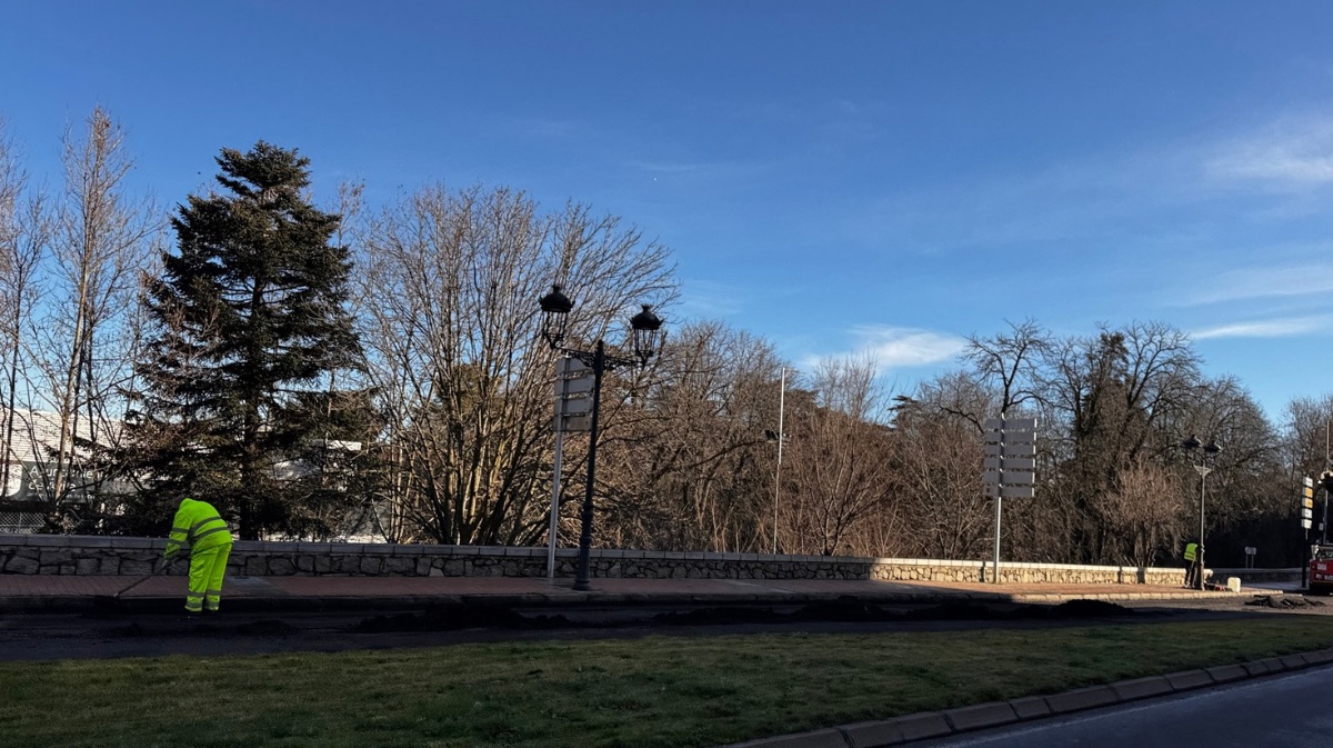 Trabajos de asfaltado en la avenida de Madrid