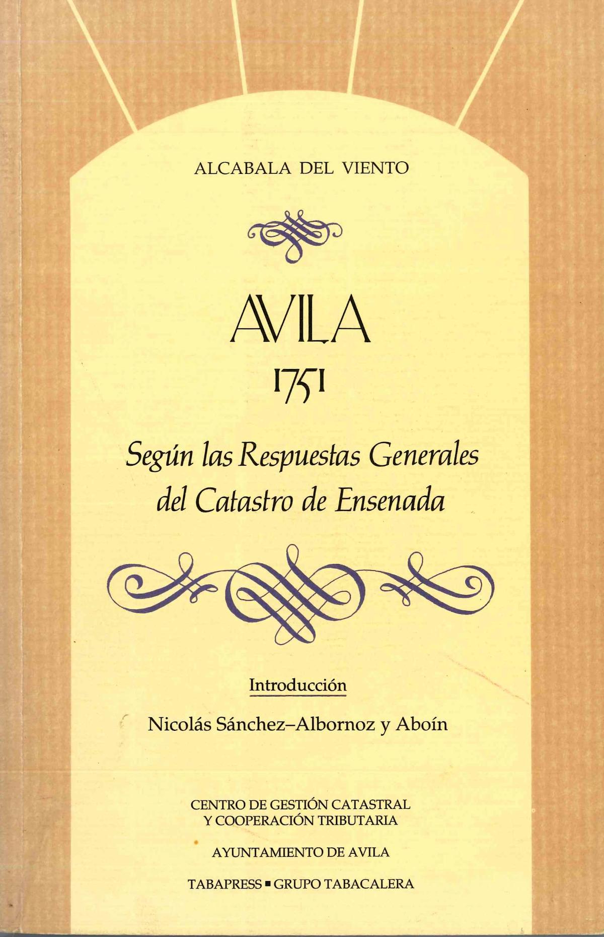 19. &ldquo;&Aacute;vila 1751&rdquo;, de Nicol&aacute;s S&aacute;nchez Albornoz. Ed. Tabapress, 1993