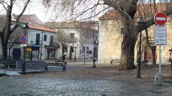 Plaza de Italia acordonada en la mañana del miércoles.