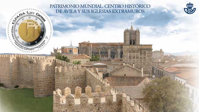 Sello dedicado por Correos a Ávila como Patrimonio Mundial.
