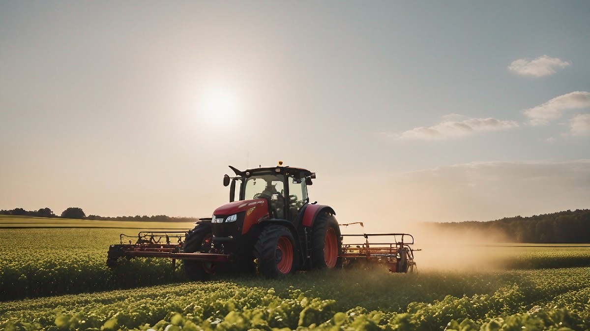 Tractor cultivando una parcela.
