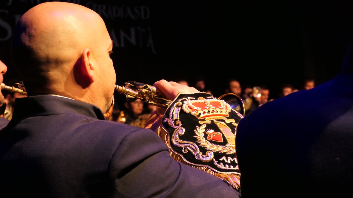 Banda del Amarrado en el preg&oacute;n de Semana Santa.