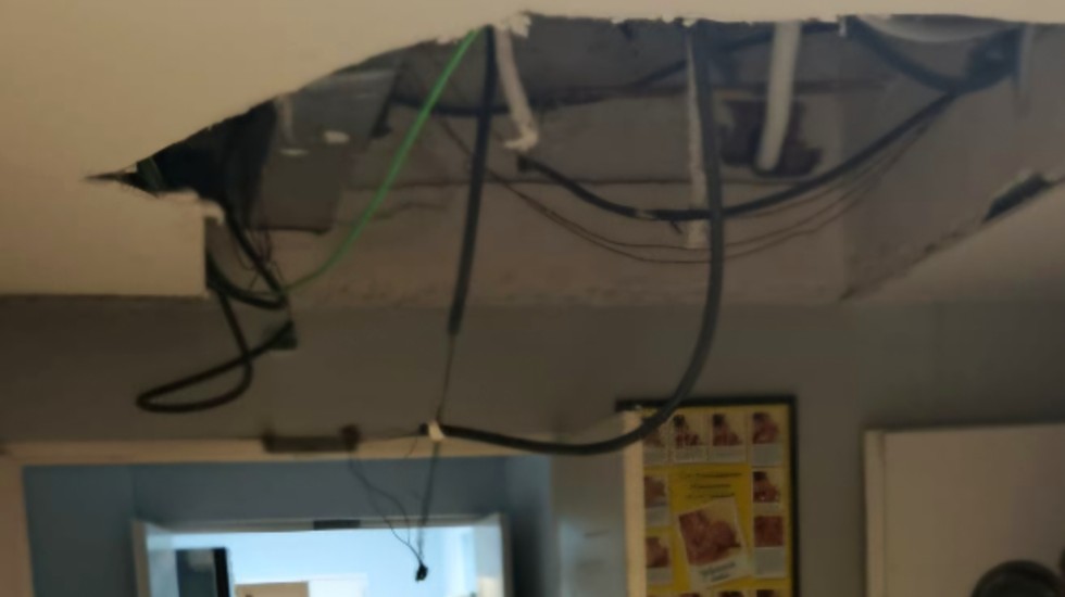 Desprendimiento de techo en el Hospital de Sonsoles.