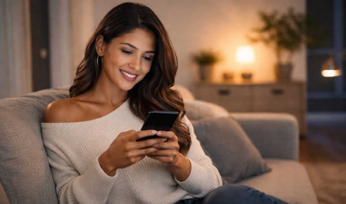 Mujer apostando desde su smartphone