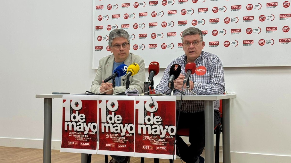 Los secretarios de CCOO y UGT presentan la manifestaci&oacute;n del Primero de Mayo.