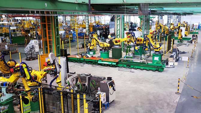 Instalación de soldadura en la fábrica de Nissan.