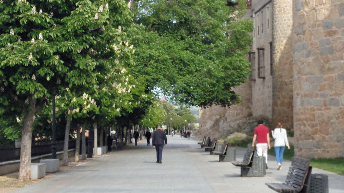 Viandantes en el Paseo del Rastro.