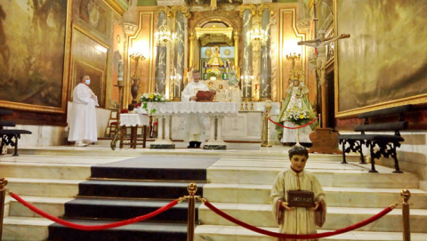Primera celebraci&oacute;n religiosa en el Santuario de Sonsoles tras el cierre por el Covid-19.