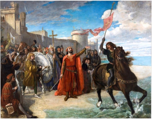 7. Alfonso X El Sabio, después de ganar a losmoros la plaza de Cádiz, por Matías Moreno González, 1866. Museo del Prado.