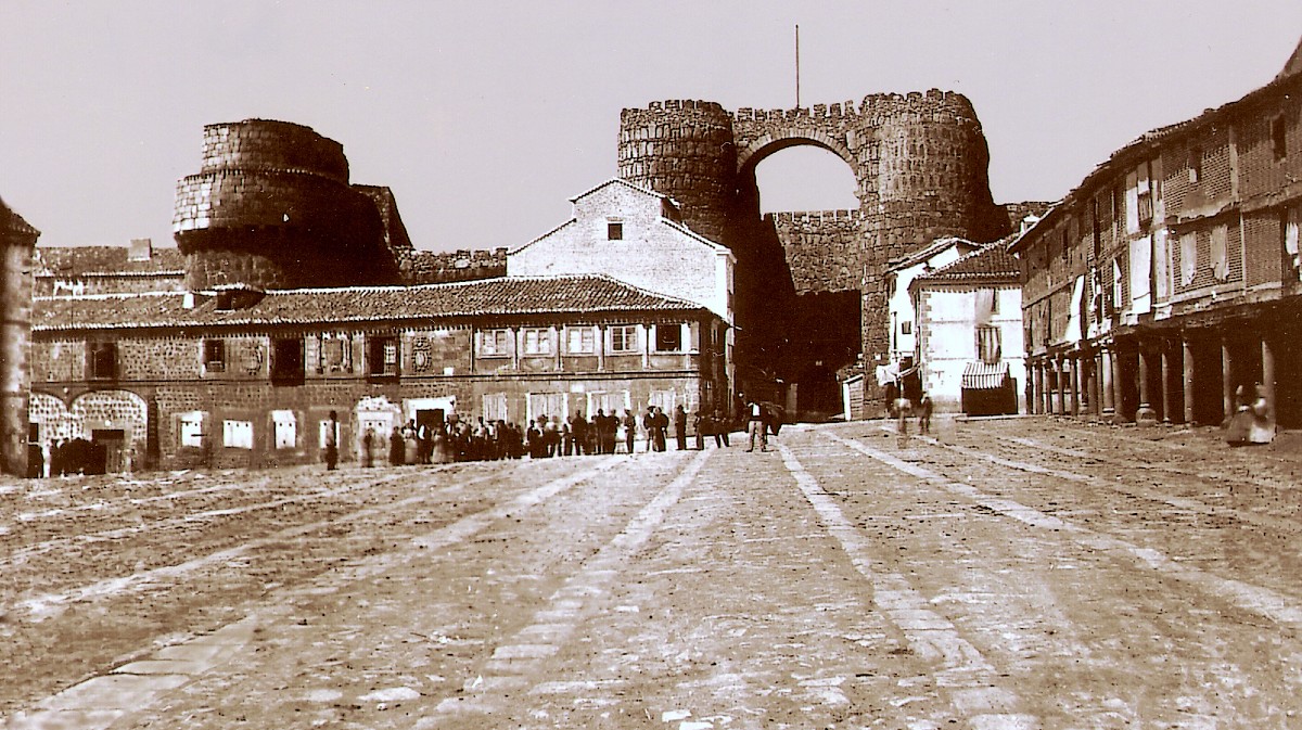 Plaza del Mercado Grande. Composición foto estereoscópica Jean Laurent, 1864.
