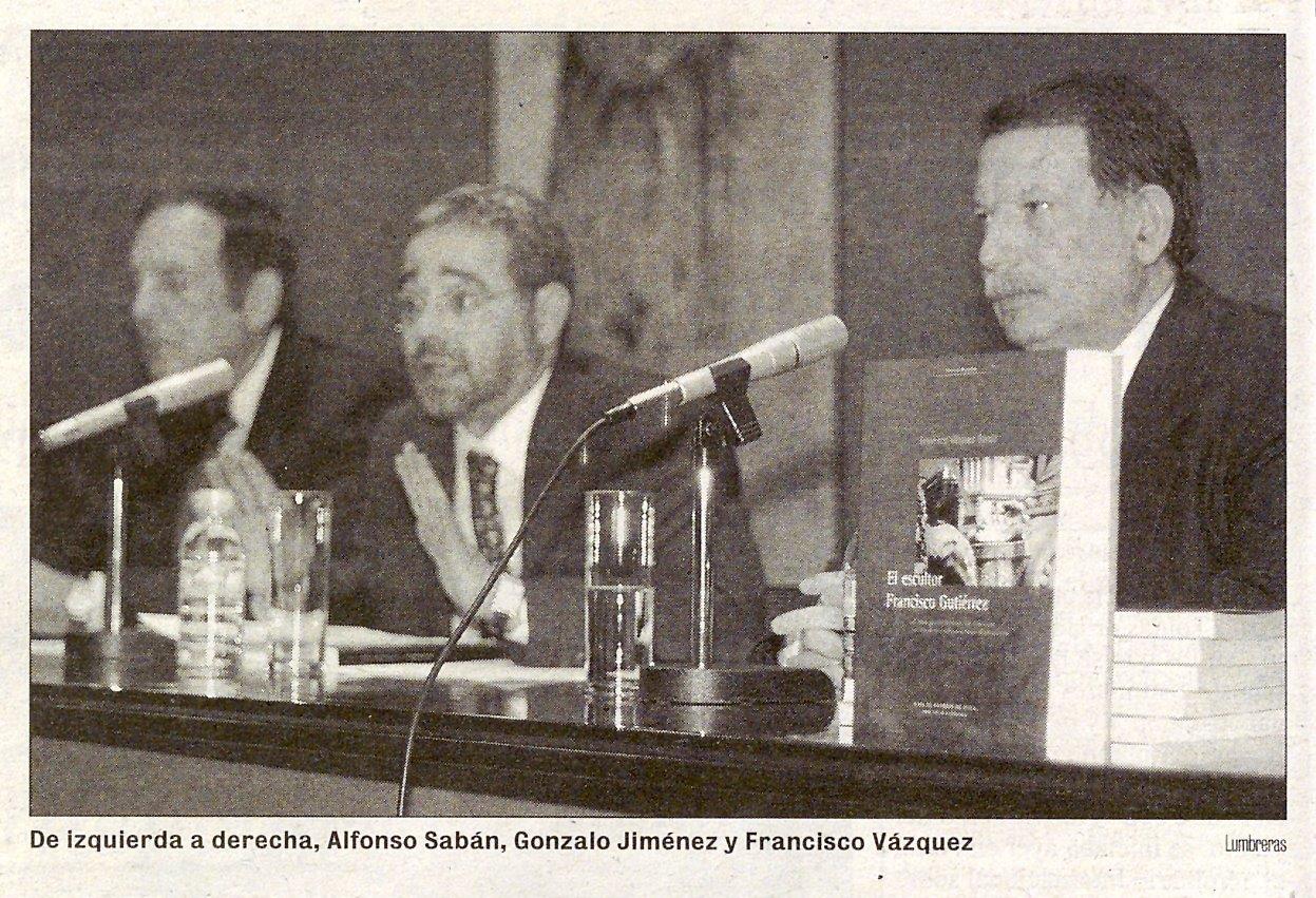 13. Presentación del libro “El escultor Francisco Gutierrez” de Francisco Vázquez. DAV, 20.10.2001.