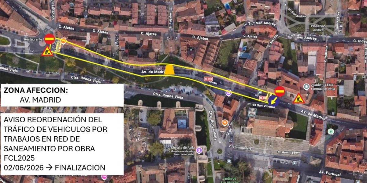 Corte al tráfico de un importante tramo de la avenida de Madrid durante una semana