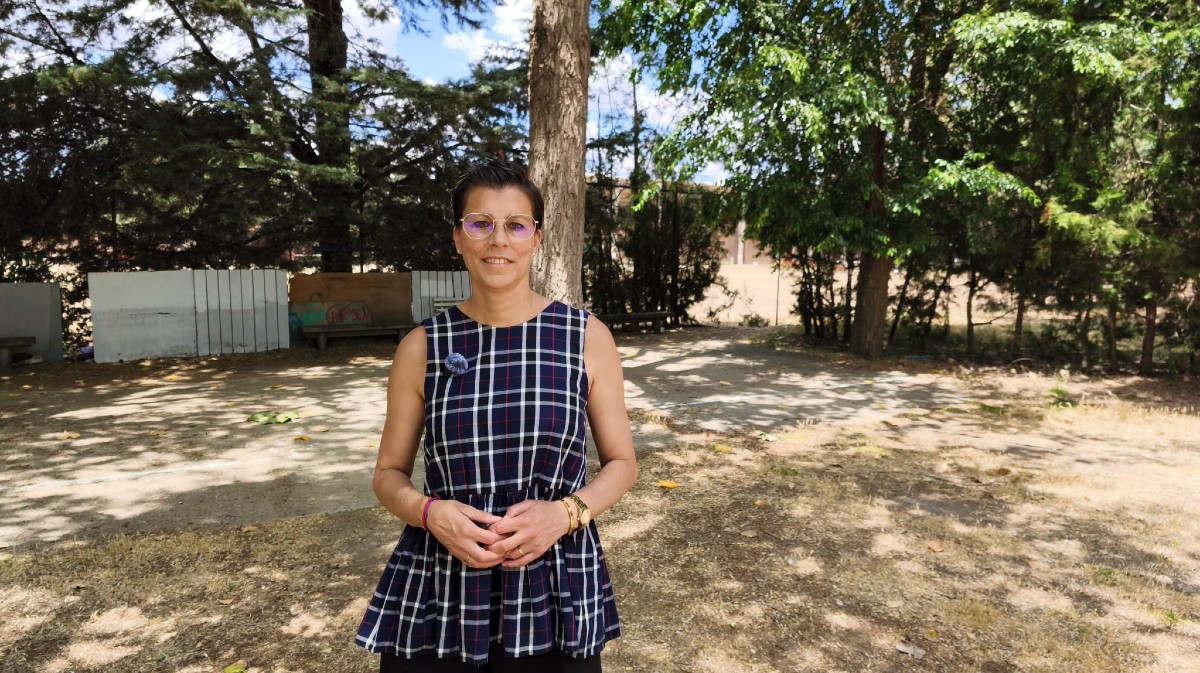 Eva Arias en la pistas de calva junto al estadio Adolfo Su&aacute;rez.