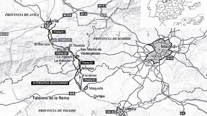 Proyecto de la A-40 entre Ávila y Maqueda.