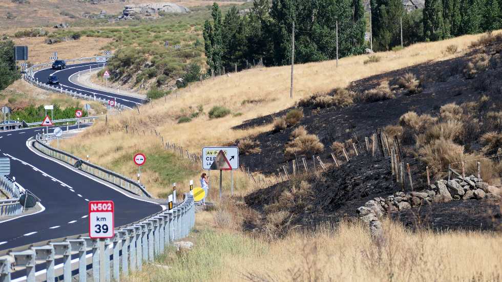 Lugar donde se inici&oacute; el incendio de Navalacruz en 2021 a causa de un coche ardiendo.