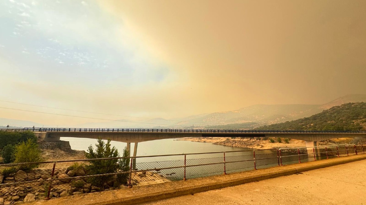 Incendio en el embalse de El Burguillo.