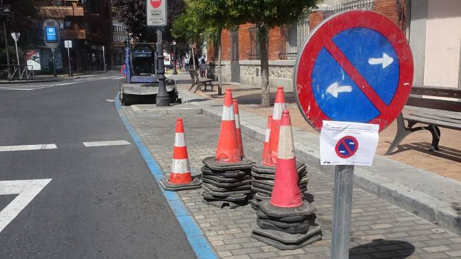 Obras en la avenida de Portugal en la mañana del lunes.