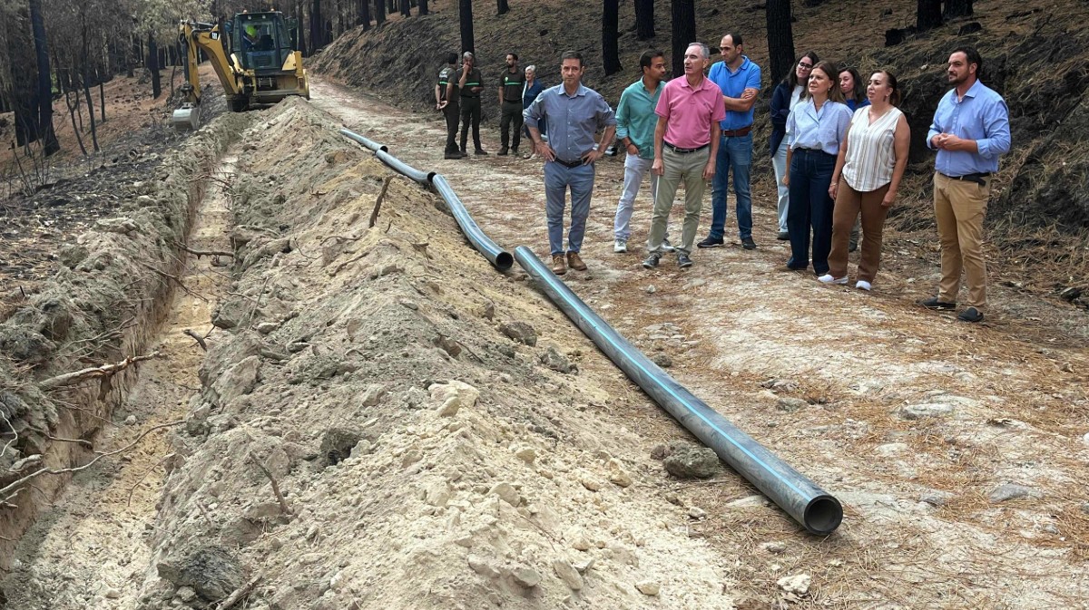 Visita a las obras de reparaci&oacute;n del abastecimiento de La Adrada.