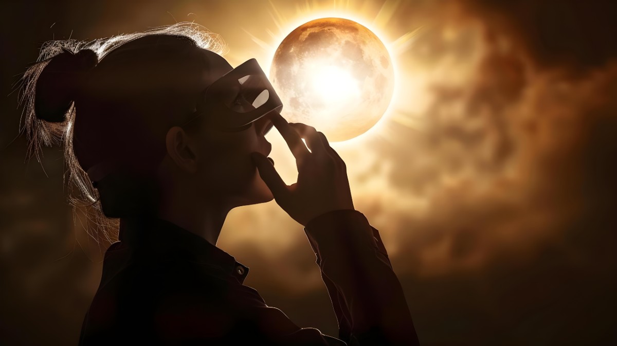 Imagen que recrea la observaci&oacute;n del eclipse solar.