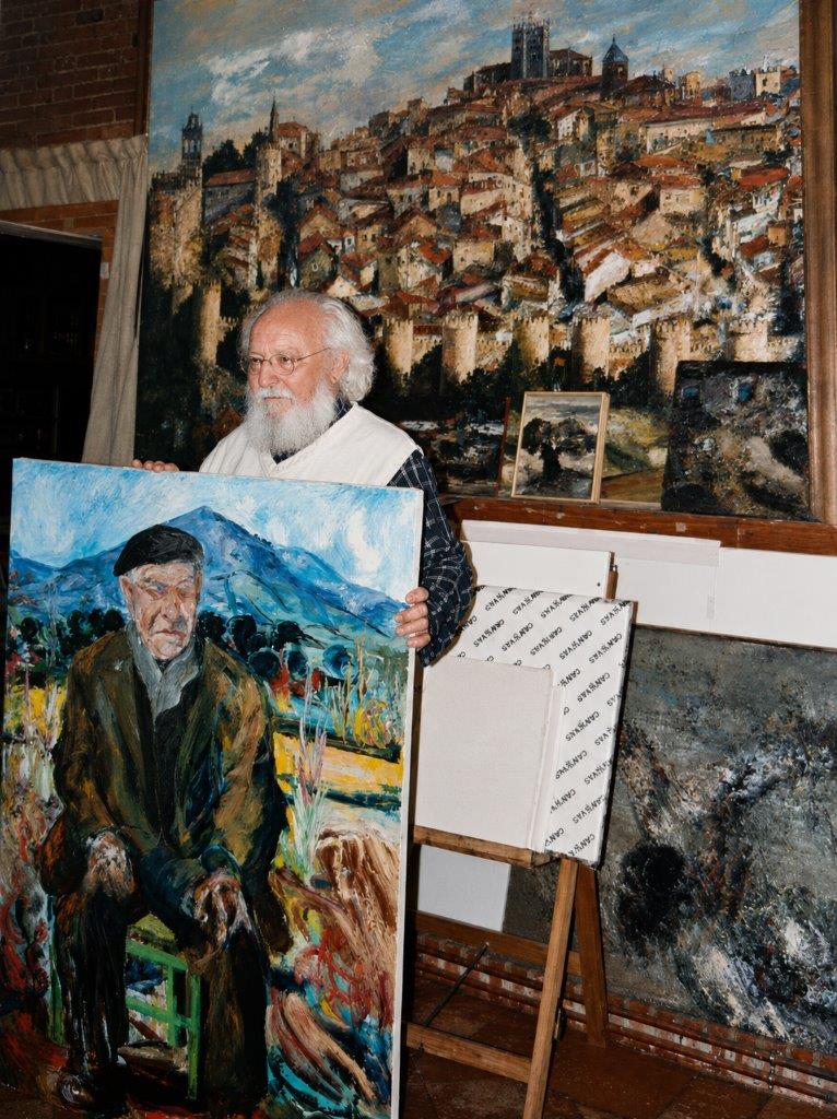 D&iacute;az-Castilla junto a su obra. Colec. particular.