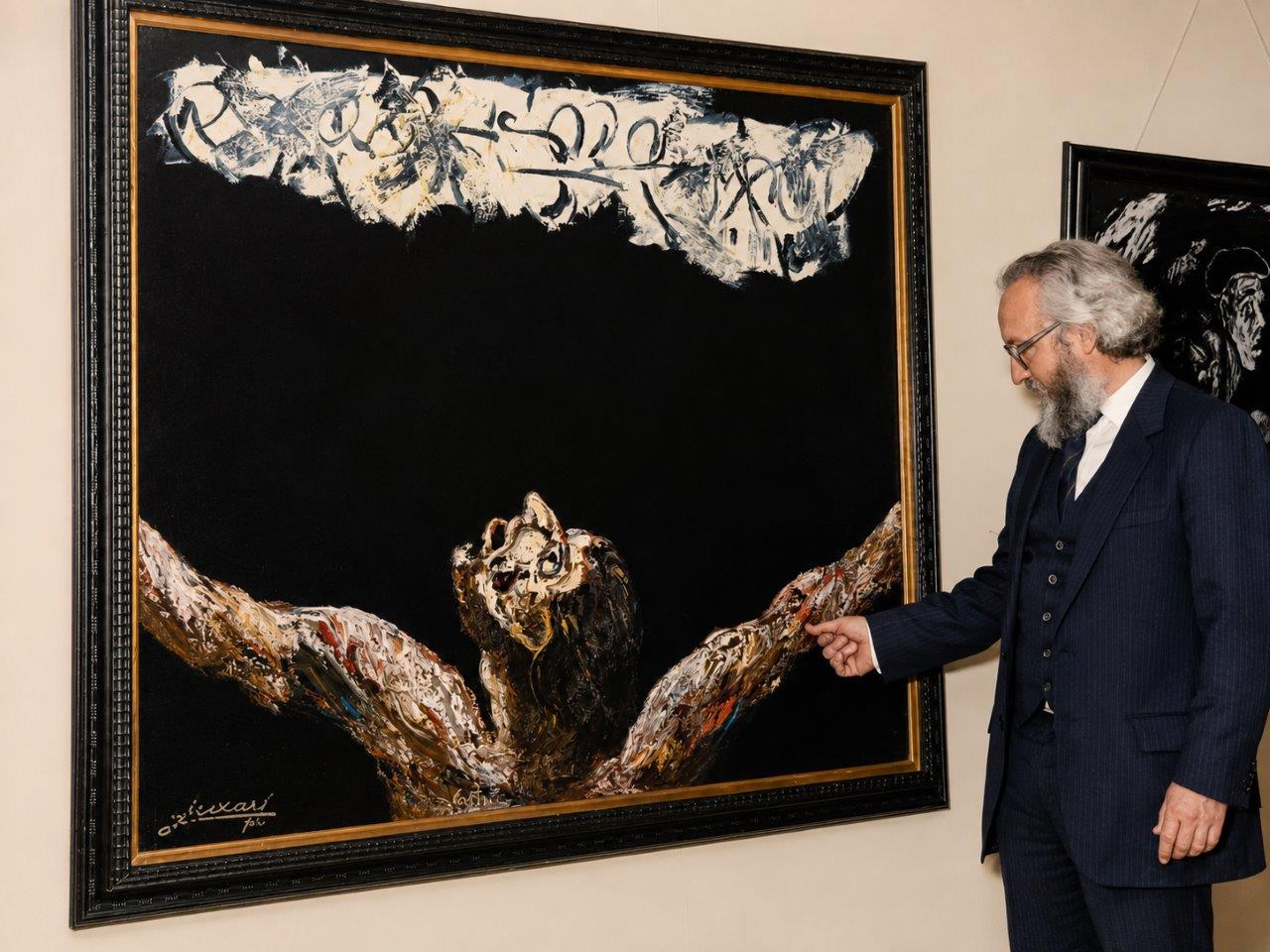 D&iacute;az-Castilla junto a su obra &ldquo;El Grito&rdquo; , 1985. Colec. particular.