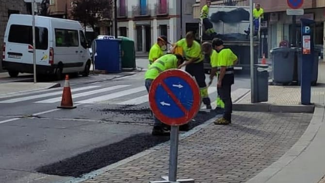 Obras en la avenida de Portugal, el lunes.