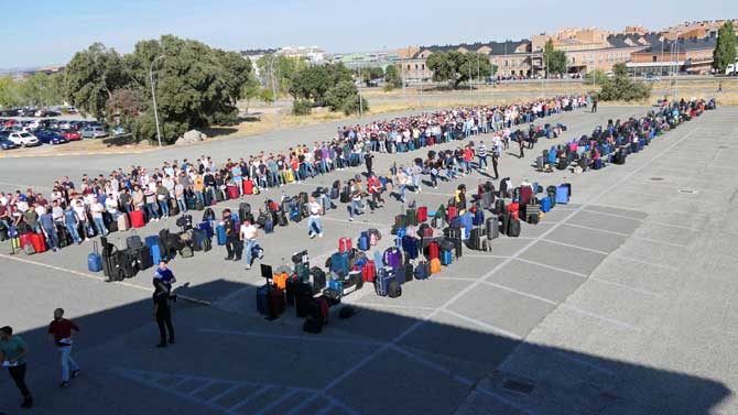 Imagen de archivo de la llegada de alumnos de la Escuela de Policía en septiembre de 2019.