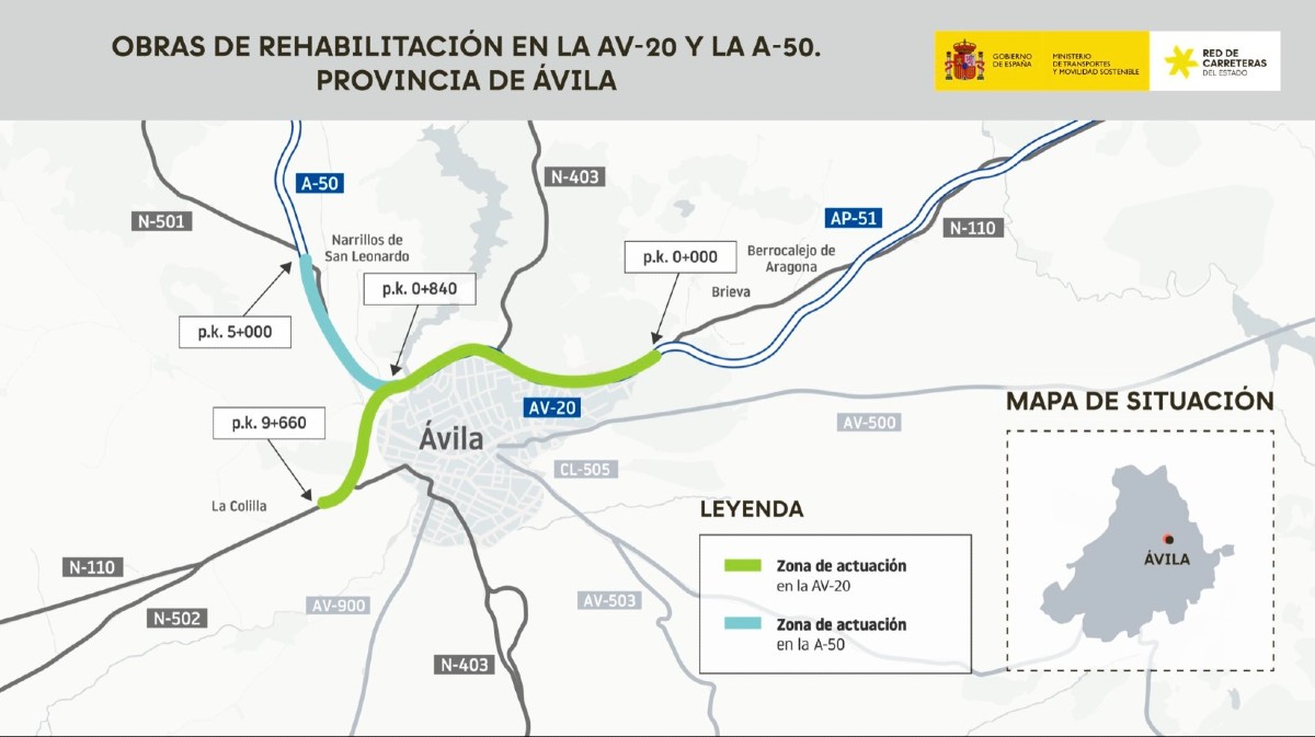 Obras de rehabilitaci&oacute;n en las autov&iacute;as AV-20 y A-50.
