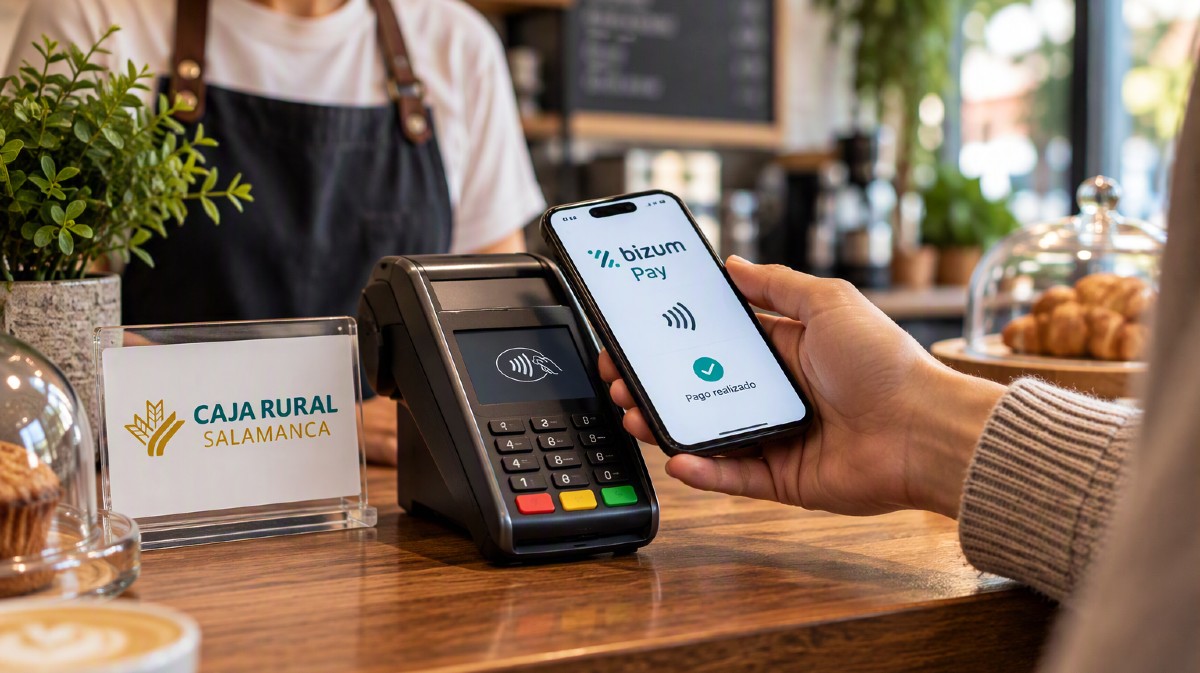 Caja Rural de Salamanca incorpora Bizum Pay para pagar en comercios acercando el m&oacute;vil al TPV.