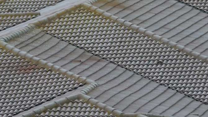 Tejado con escarcha en Ávila este martes.