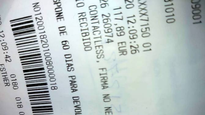 Ticket de un establecimiento comercial.