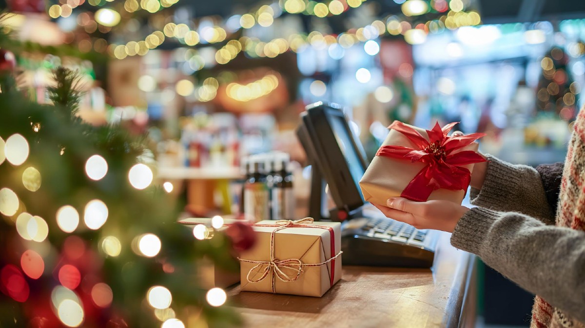 Un comecio en Navidad.