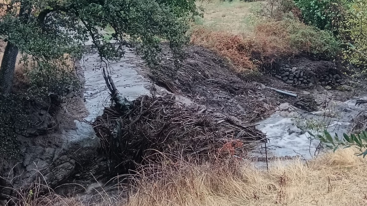 Efectos del arrastre de la lluvia en Casavieja.