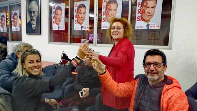 Celebración en la noche electoral en la sede del PSOE.