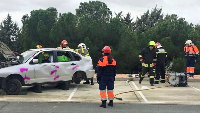 Simulacro de accidente en el Encuentro Provincial de Protecci&oacute;n Civil.