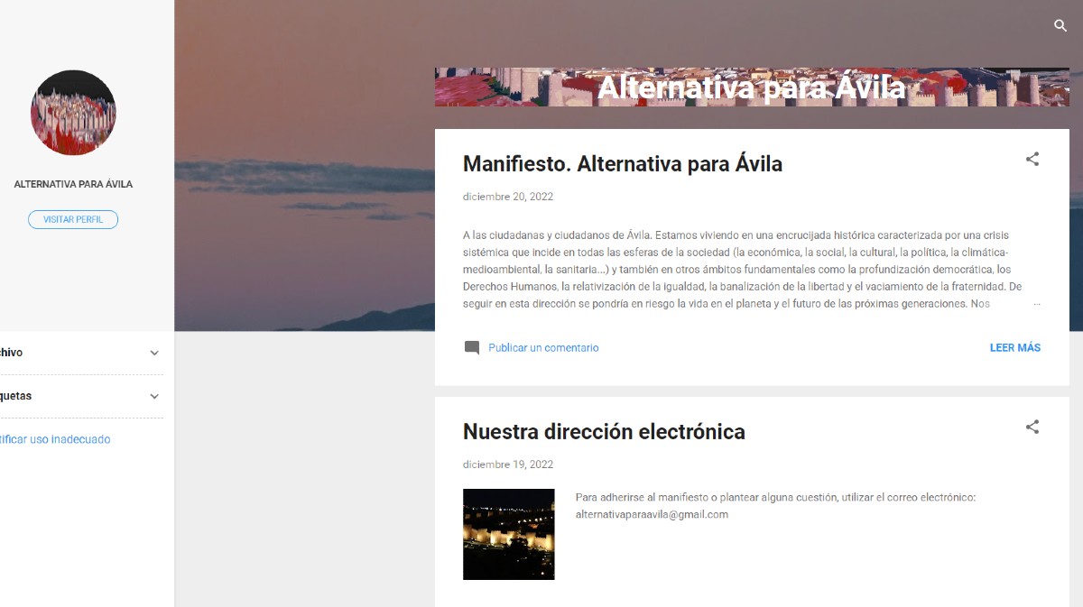 Web de Alternativa para Ávila.