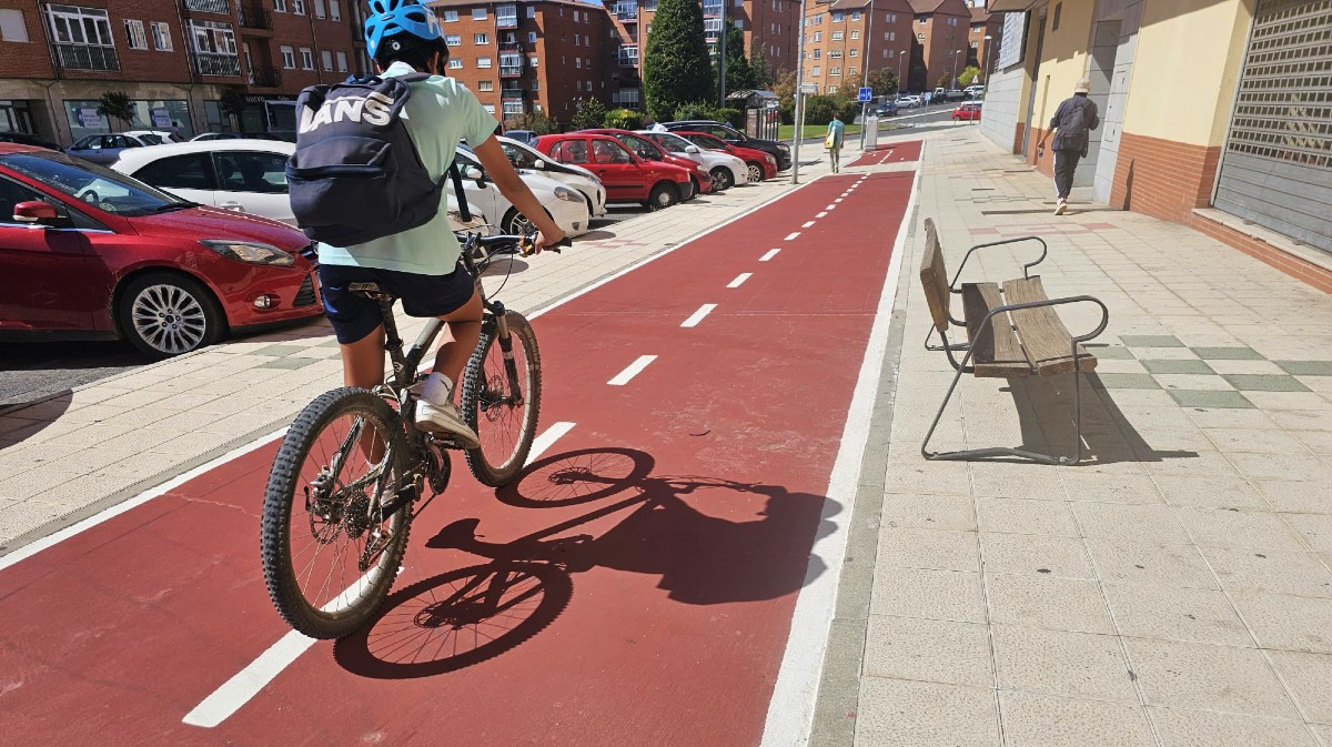 Ciclista por el carril bici de la zona sur