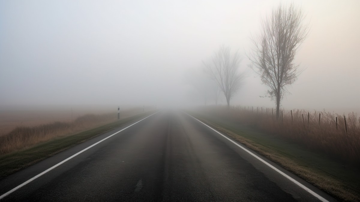 Imagen de archivo de niebla en una carretera.